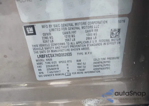 2017 Buick Envision Preferred from USA, damaged, VIN LRBFXCSA7HD062835